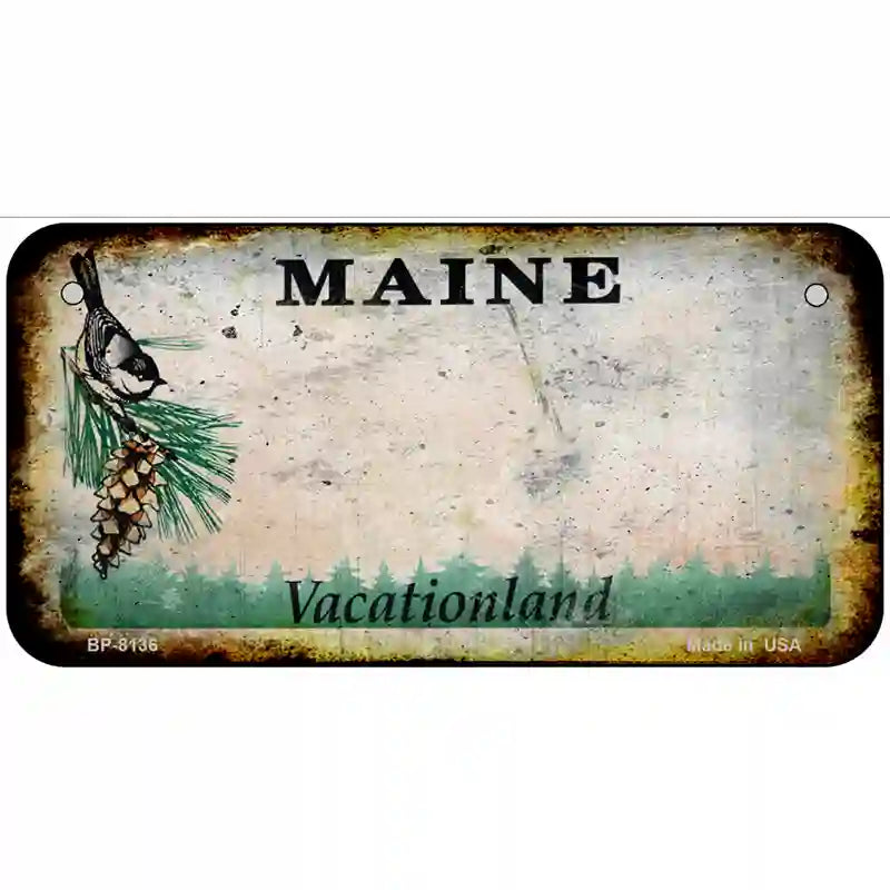 Maine State Rusty Novelty Metal License Plate 6" x 3" (BP)