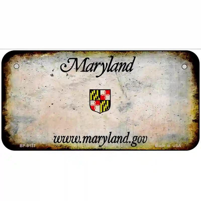 Maryland State Rusty Novelty Metal License Plate 6" x 3" (BP)