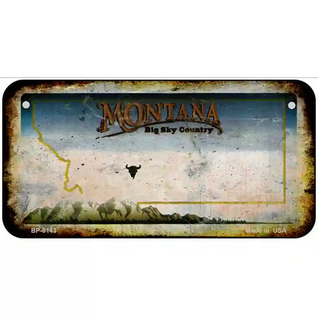 Montana State Rusty Novelty Metal License Plate 6" x 3" (BP)