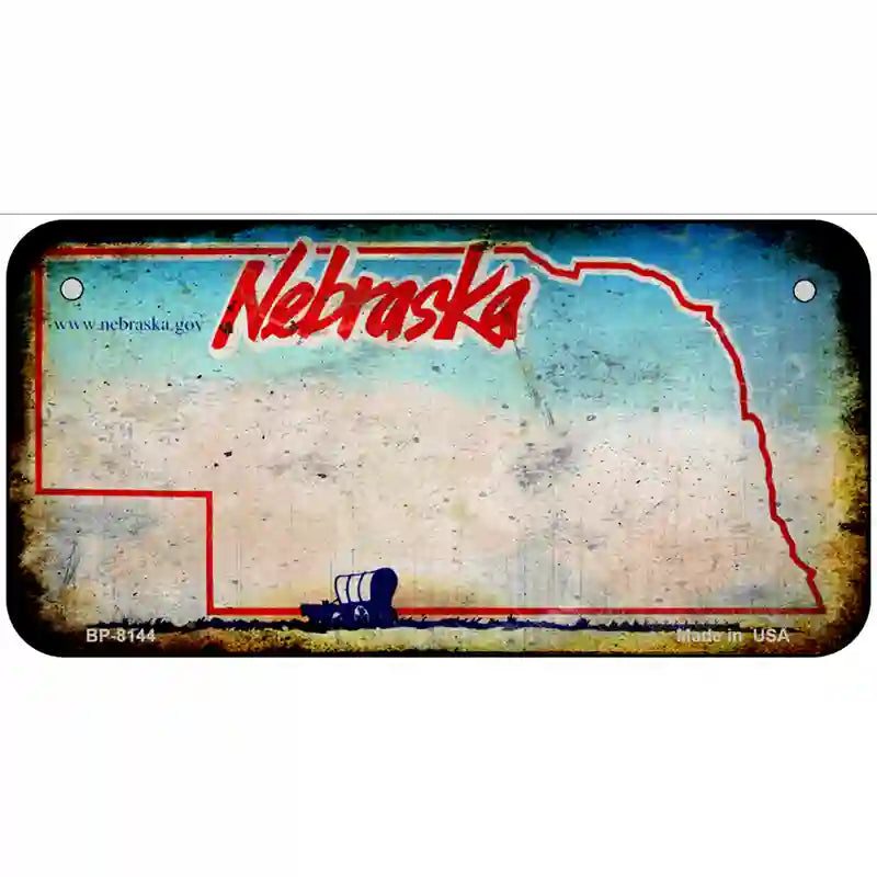 Nebraska State Rusty Novelty Metal License Plate 6" x 3" (BP)