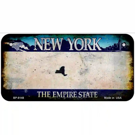 New York State Rusty Novelty Metal License Plate 6" x 3" (BP)