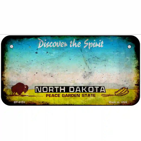 North Dakota State Rusty Novelty Metal License Plate 6" x 3" (BP)