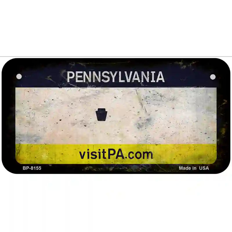 Pennsylvania State Rusty Novelty Metal License Plate 6" x 3" (BP)