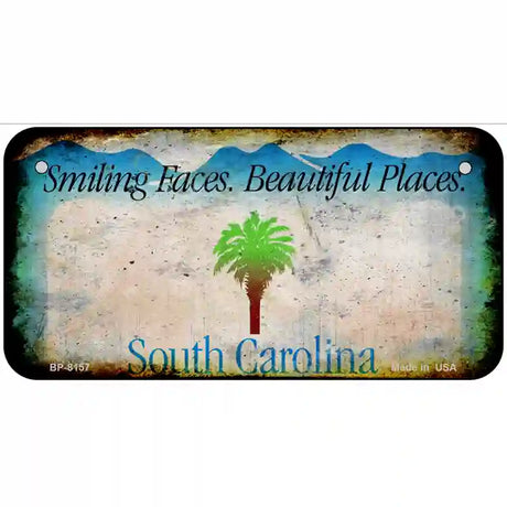 South Carolina State Rusty Novelty Metal License Plate 6" x 3" (BP)