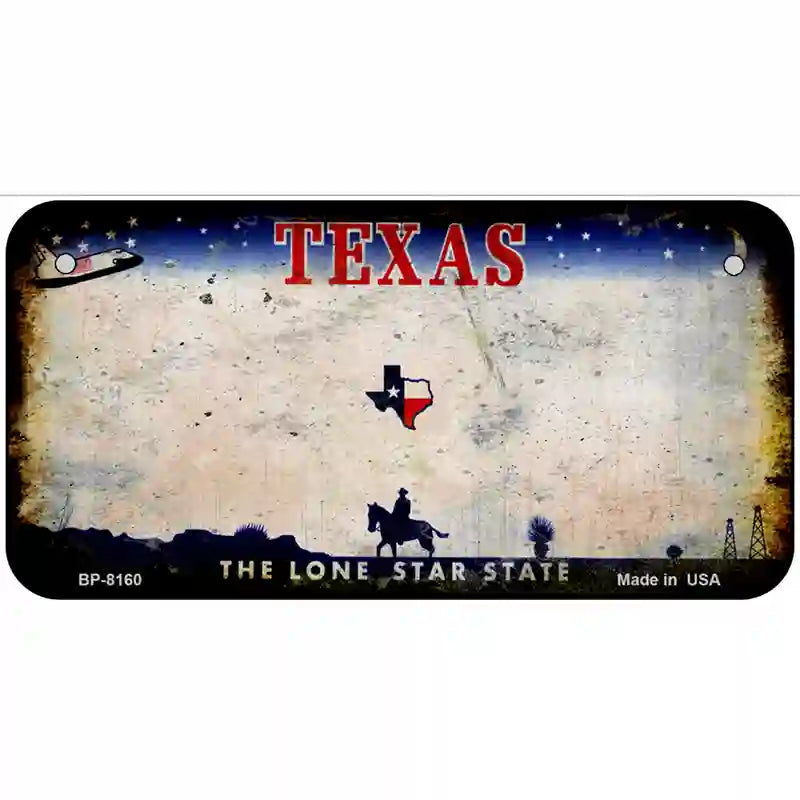 Texas State Rusty Novelty Metal License Plate 6" x 3" (BP)