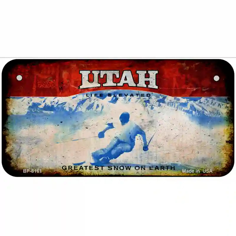 Utah State Rusty Novelty Metal License Plate 6" x 3" (BP)