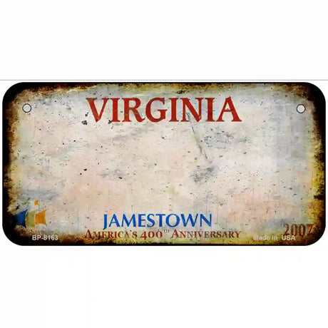 Virginia State Rusty Novelty Metal License Plate 6" x 3" (BP)