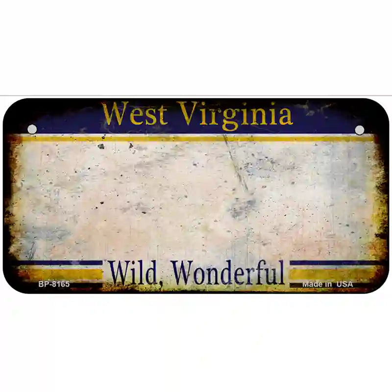 West Virginia State Rusty Novelty Metal License Plate 6" x 3" (BP)