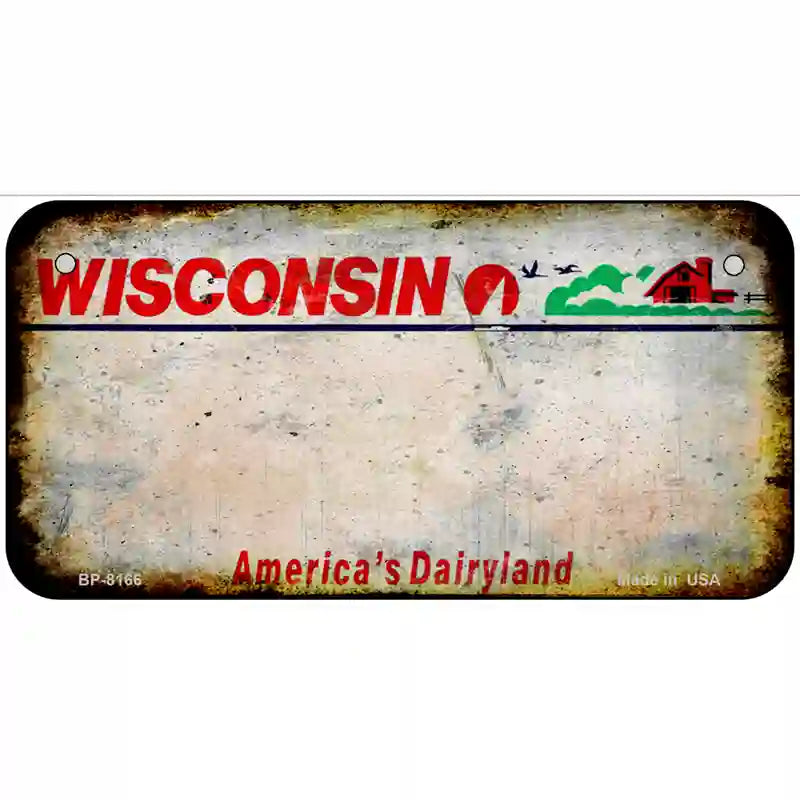 Wisconsin State Rusty Novelty Metal License Plate 6" x 3" (BP)