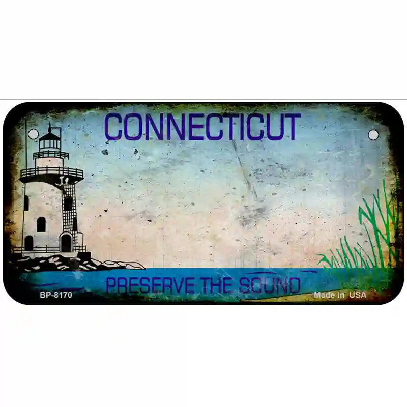 Connecticut Rusty Novelty Metal License Plate 6" x 3" (BP) / Yes