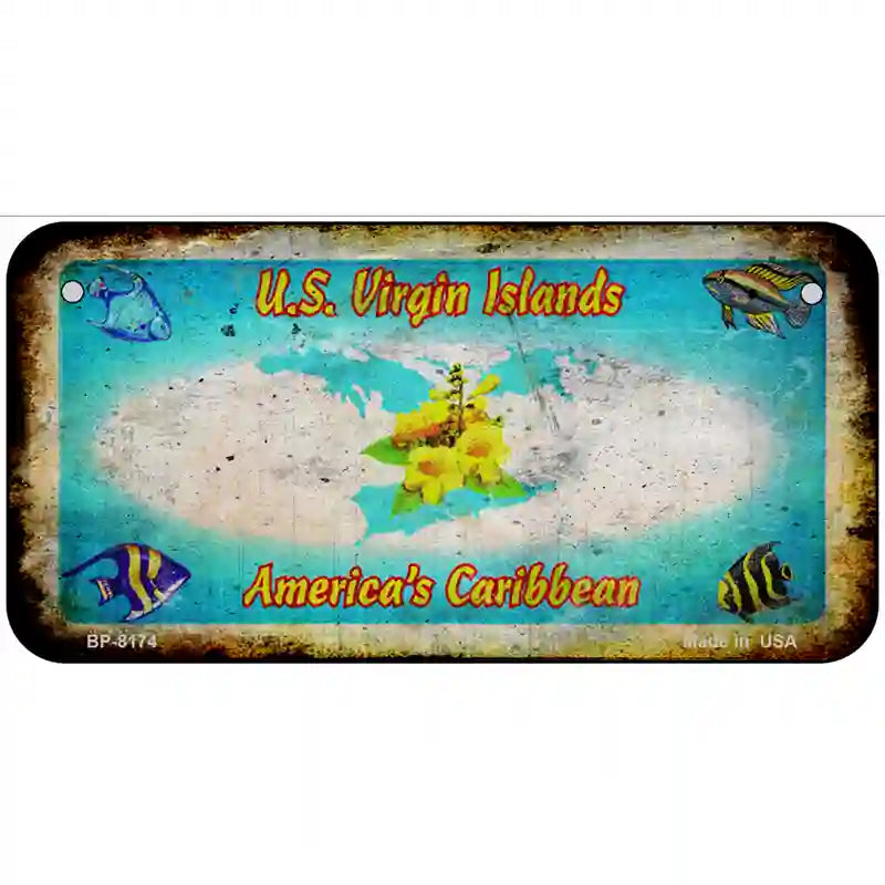 Virgin Island Rusty Novelty Metal License Plate 6" x 3" (BP)