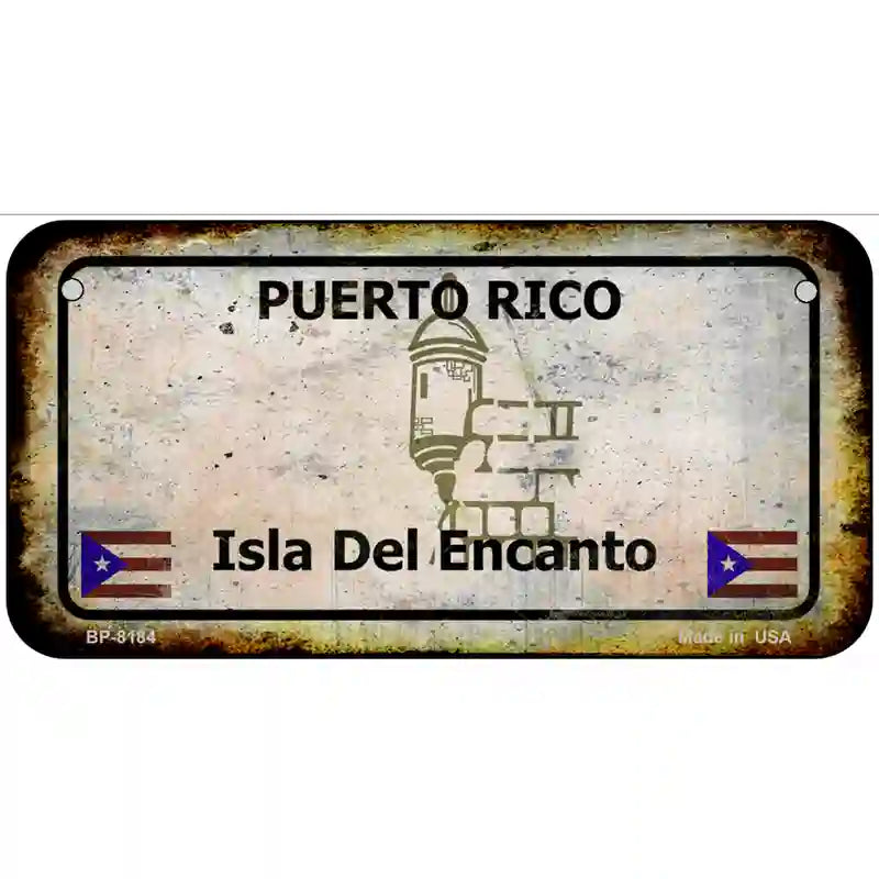 Puerto Rico Rusty Novelty Metal License Plate 6" x 3" (BP) / Yes