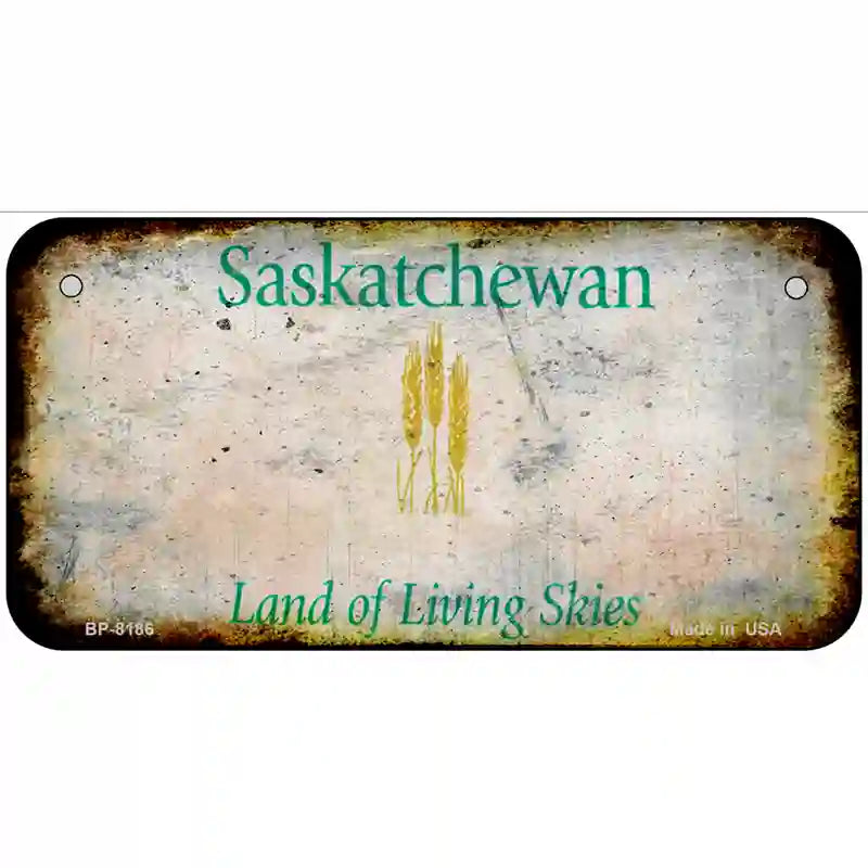 Saskatchewan Rusty Novelty Metal License Plate 6" x 3" (BP) / Yes