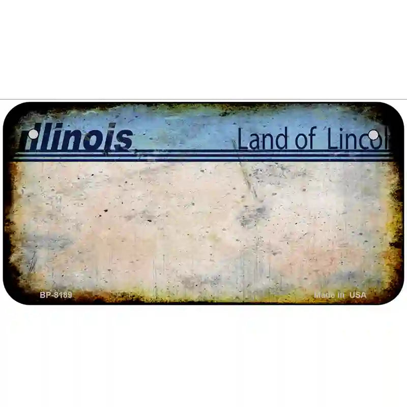 Illinois Blue Blank Rusty Novelty Metal License Plate 6" x 3" (BP)