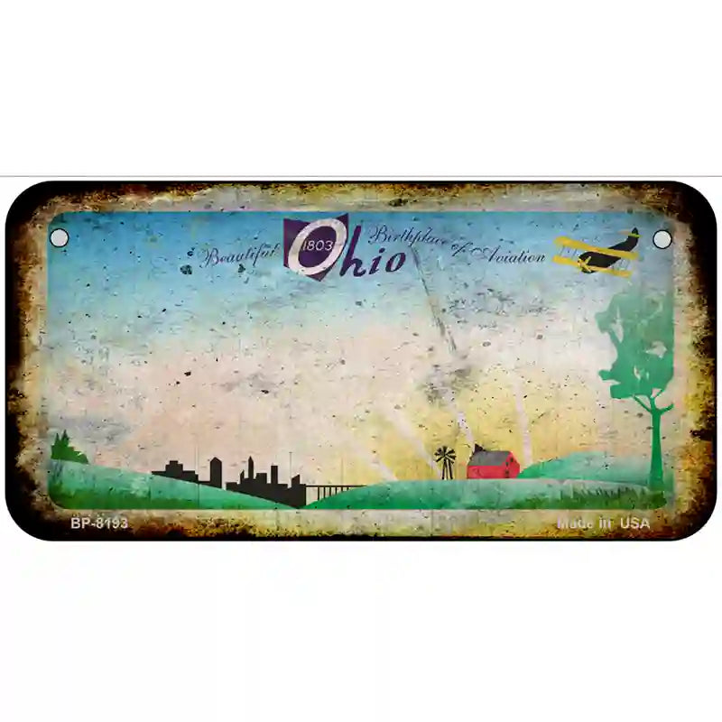 Ohio Birthplace Blank Rusty Novelty Metal License Plate 6" x 3" (BP)