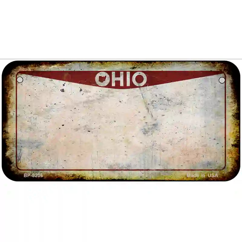 Ohio Rusty Novelty Metal License Plate 6" x 3" (BP) / Yes