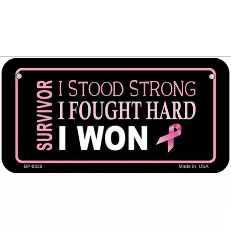 Breast Cancer Survivor Ribbon Novelty Metal License Plate 6" x 3" (BP)