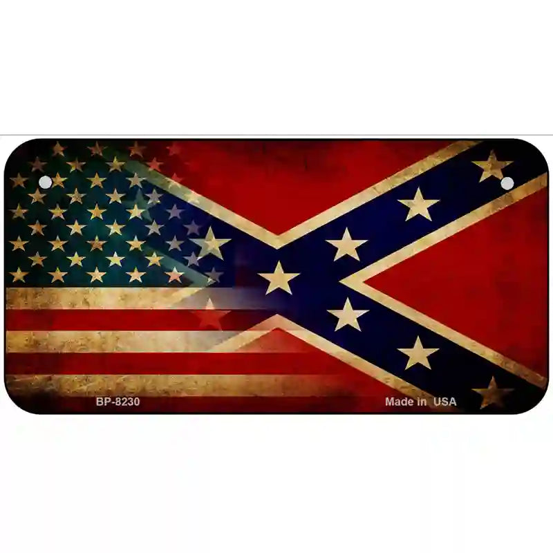 American Confederate Flag Novelty Metal License Plate 6" x 3" (BP)