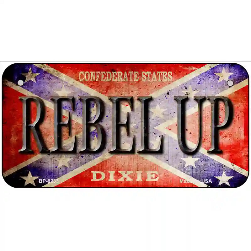 Rebel Up Novelty Metal License Plate 6" x 3" (BP)