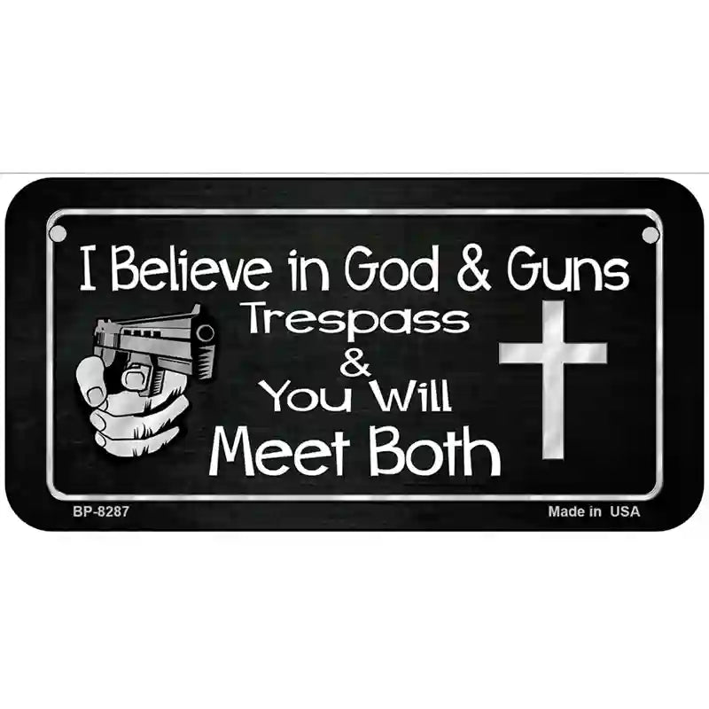 God And Guns Novelty Metal License Plate 6" x 3" (BP)