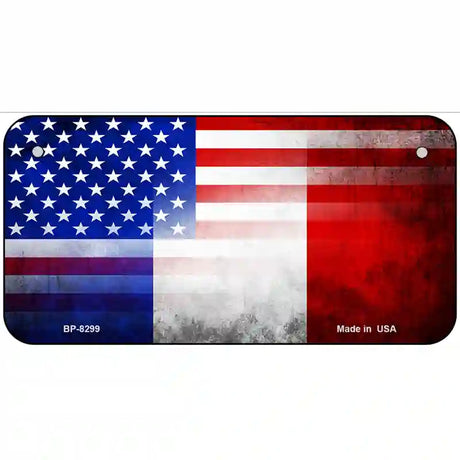 United States France Flag Fade Metal Novelty License Plate 6" x 3" (BP)