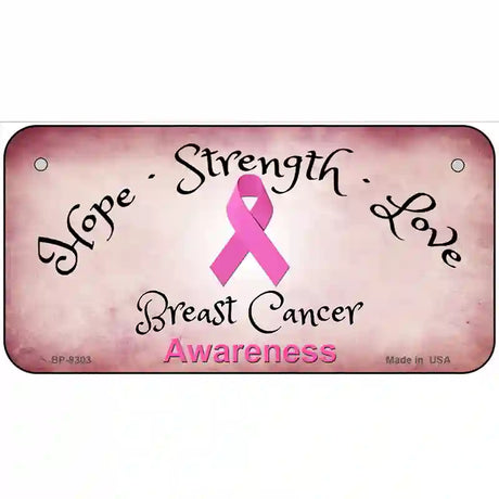 Breast Cancer Awareness Ribbon Novelty Metal License Plate 6" x 3" (BP)