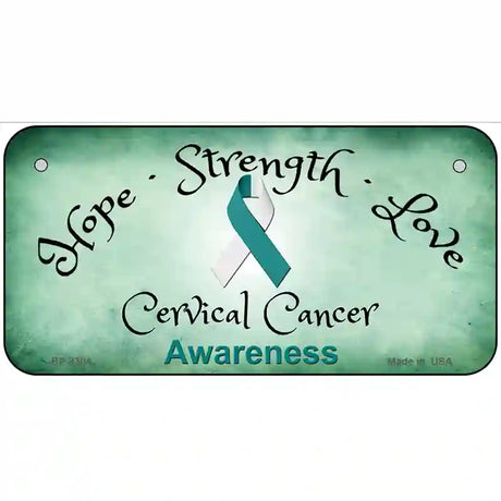 Cervical Cancer Ribbon Novelty Metal License Plate 6" x 3" (BP)