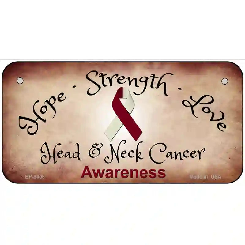 Head and Neck Cancer Ribbon Novelty Metal License Plate 6" x 3" (BP)