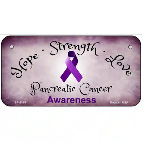 Pancreatic Ribbon Novelty Metal License Plate 6" x 3" (BP)