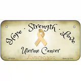 Uterine Cancer Ribbon Novelty Metal License Plate 6" x 3" (BP)