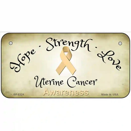 Uterine Cancer Ribbon Novelty Metal License Plate 6" x 3" (BP)