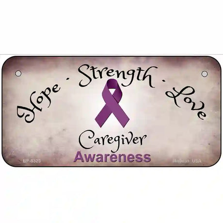 Honors Caregivers Ribbon Novelty Metal License Plate 6" x 3" (BP)