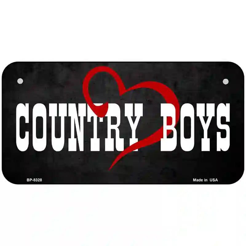 Country Boys Novelty Metal License Plate 6" x 3" (BP)