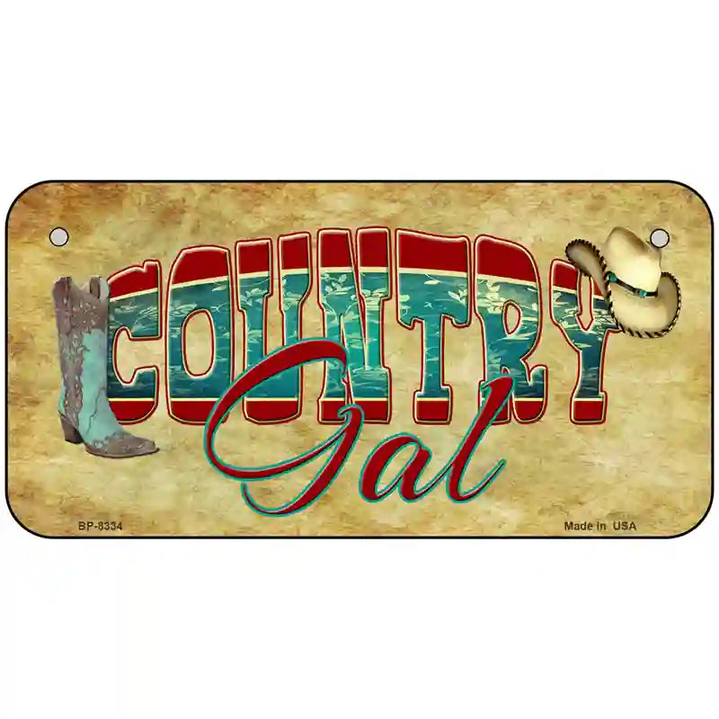 Country Gal Novelty Metal License Plate 6" x 3" (BP)