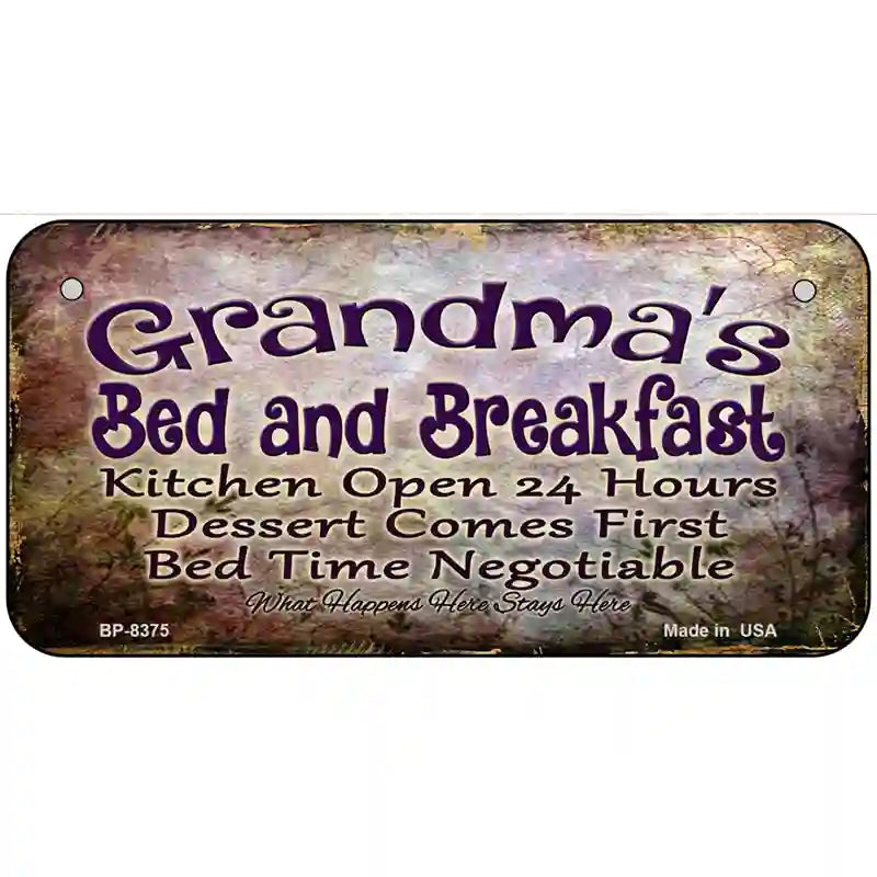 Grandmas Bed & Breakfast Metal Novelty License Plate 6" x 3" (BP)