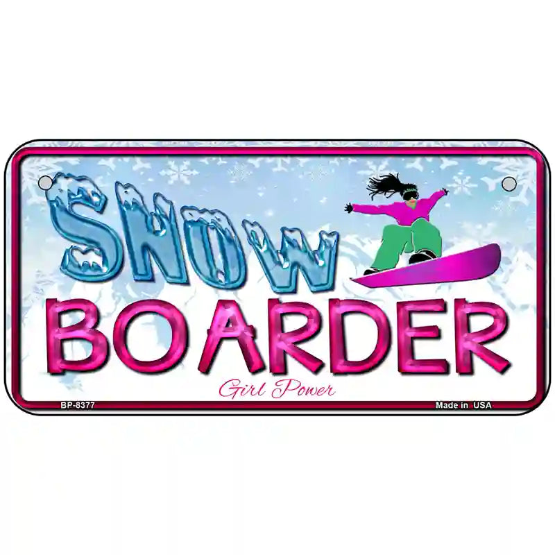 Snow Boarder Girl Metal Novelty License Plate 6" x 3" (BP)