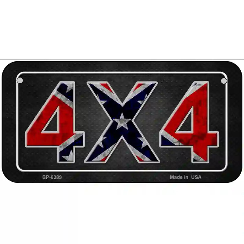 4x4 Confederate Metal Novelty License Plate 6" x 3" (BP)