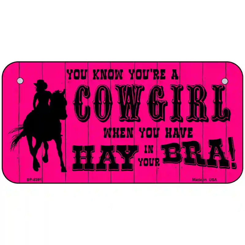 Pink Cowgirl Metal Novelty License Plate 6" x 3" (BP)