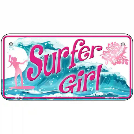 Surfer Girl Metal Novelty License Plate 6" x 3" (BP)