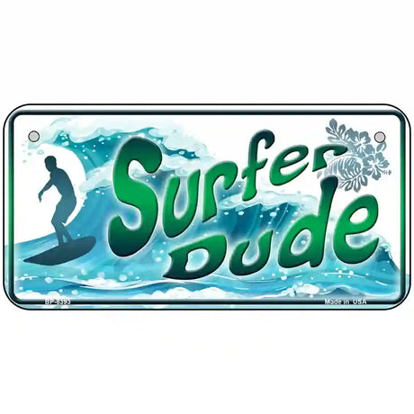 Surfer Dude Metal Novelty License Plate 6" x 3" (BP)