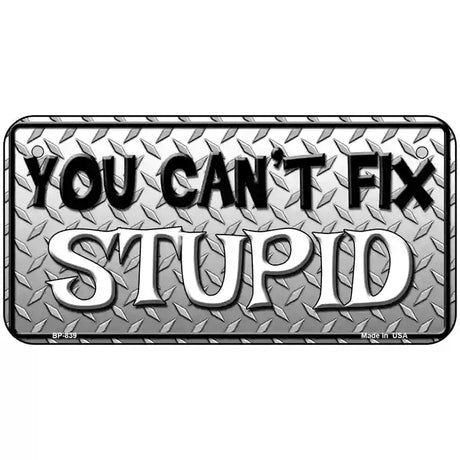 You Cant Fix Stupid Metal Novelty License Plate 6" x 3" (BP)