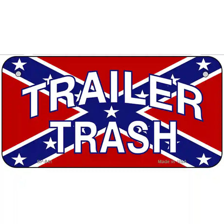 Trailer Trash Rebel Flag Metal Novelty License Plate 6" x 3" (BP)