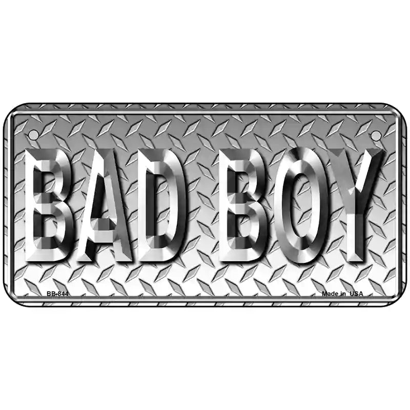 Bad Boy Diamond Plate Pattern Metal Novelty License Plate 6" x 3" (BP)