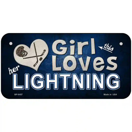 This Girl Loves Her Lightning Novelty Metal License Plate 6" x 3" (BP)