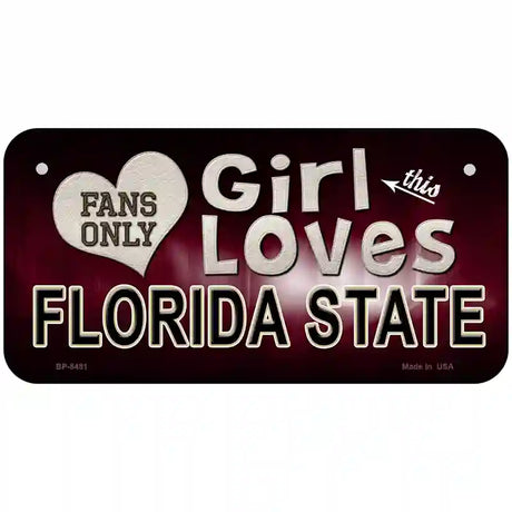 This Girl Loves Florida State Novelty Metal License Plate 6" x 3" (BP)