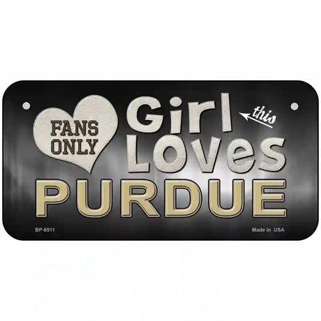 This Girl Loves Purdue Novelty Metal License Plate 6" x 3" (BP)