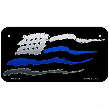 American Flag Thin Blue Line Metal Novelty License Plate