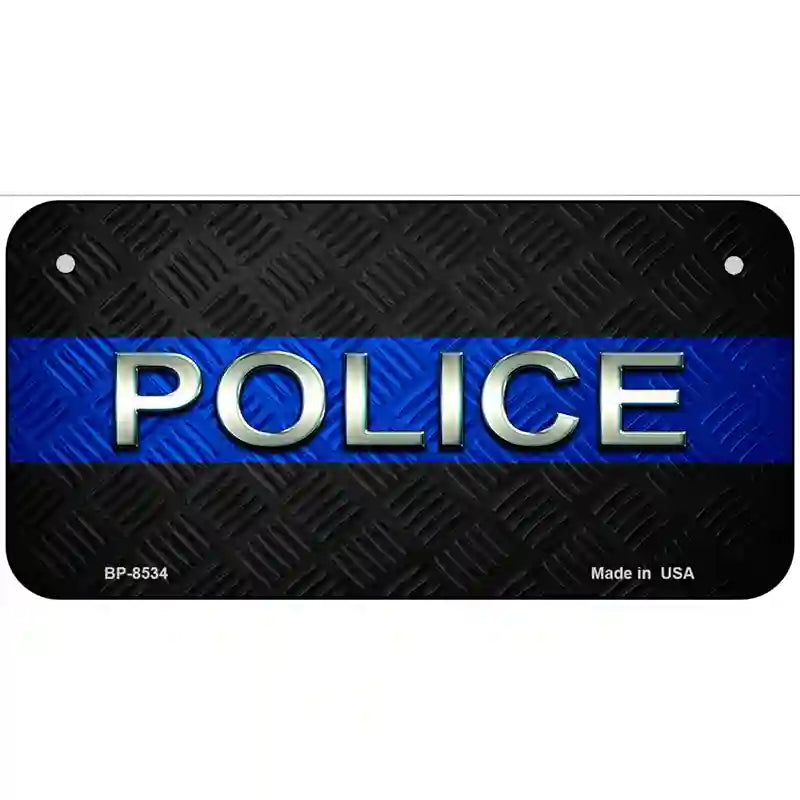 Police Thin Blue Line Metal Novelty License Plate 6" x 3" (BP)