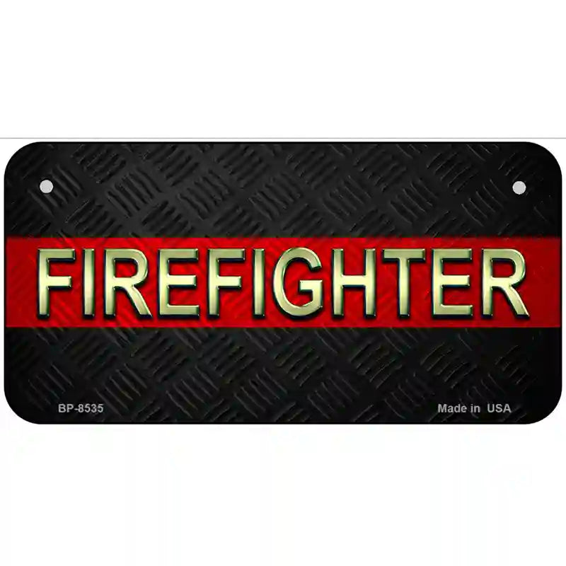 Firefighter Thin Red Line Metal Novelty License Plate 6" x 3" (BP)