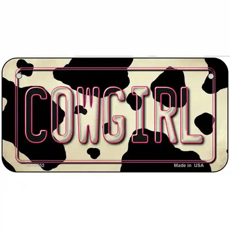 Cowgirl Cow Metal Novelty License Plate 6" x 3" (BP)